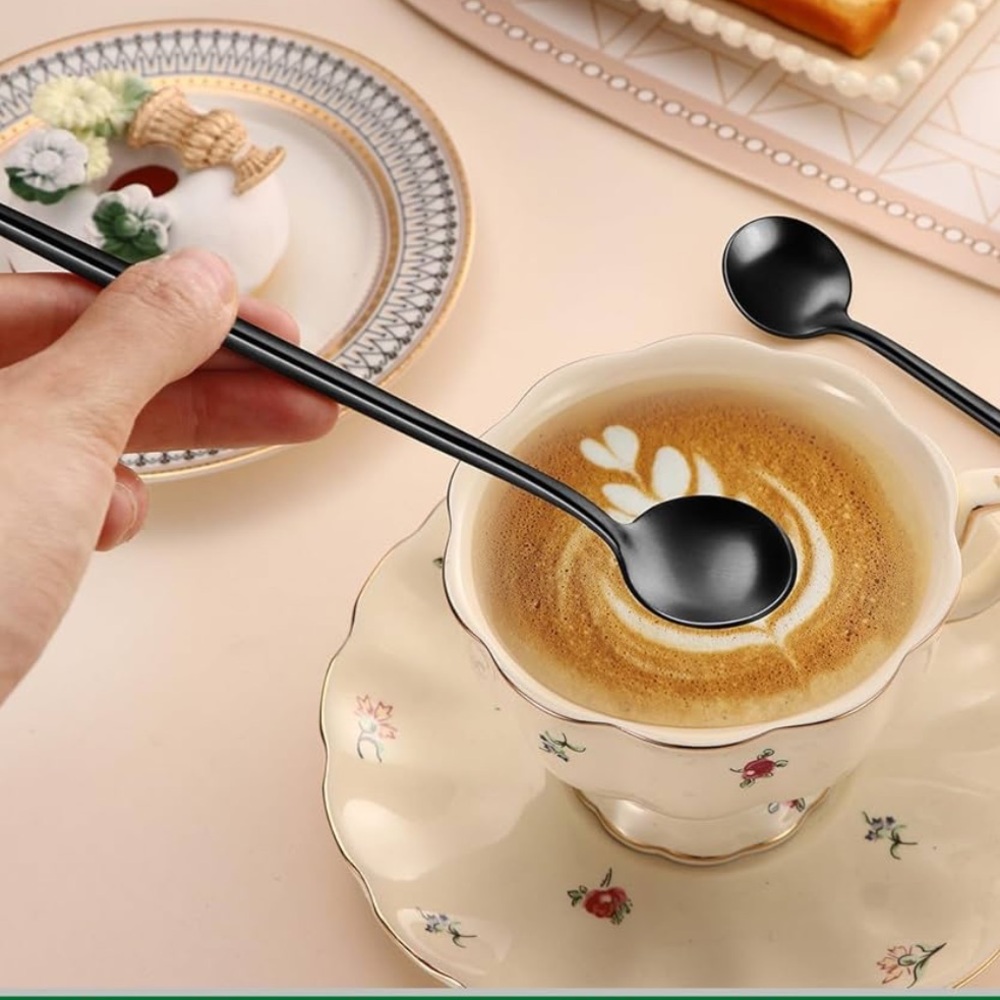 4 Pack of Matte Black Coffee Spoons